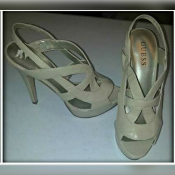 GUESS "DENISSE" Nude Platform Slingback Heels - Picture 2 of 3